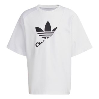 adidas Mens adidas originals Bld Tricot In T Logo Sports Splicing Short Sleeve White T-Shirt HG1439