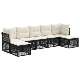 vidaXL Conjunto De Sof&aacute;s De Jard&iacute;n 7 Uds. 7 Plaza Negro Vidaxl