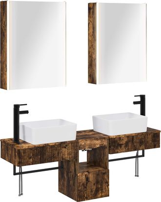 vidaXL Juego De Muebles De Ba&ntilde;o 5 Uds. Roble Ahumado Vidaxl