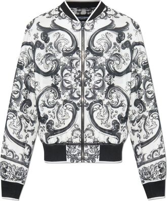 Dolce & Gabbana Bomber Jackets, male, White, XS, Bomber jacket with Majolica print