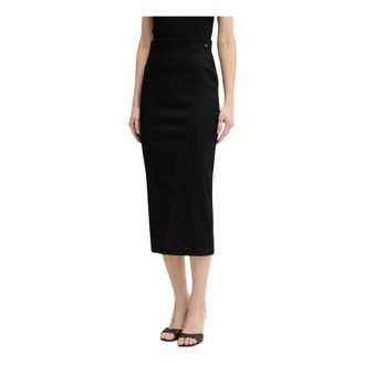 A|X Armani Exchange Rokken, Dames, Zwart, M, Polyester, Lange Geribbelde Rok met Logo