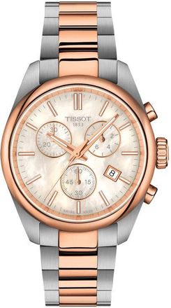 Tissot PR 100 Chronograph Two-Tone Bracelet Watch, 36mm in White Mother Of Pearl at Nordstrom