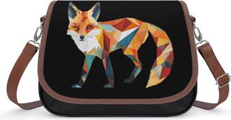 Generic Geometric Nature Fox Womens Crossbody Bag Fashion Shoulder Handbags Message Tote Bag with Adjustable Strap