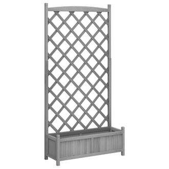 Berkfield Home Planter with Trellis Grey Solid Wood Fir