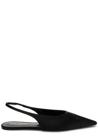 Saint Laurent Babylone Satin Slingback Flats - Black - 38 (IT38 / UK5)