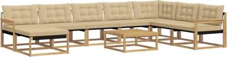 vidaXL Conjunto De Sof&aacute;s De Exterior 9 Uds. Y Beige Vidaxl