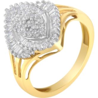 House of Brilliance 10K Yellow Gold 1/2 Cttw Diamond Swirl Cocktail Ring at Nordstrom, Size 6.5