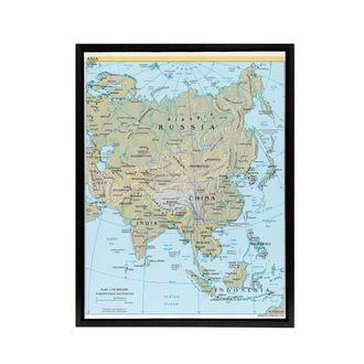 Artery8 CIA 2004 Map of Asia China Russia India Framed Canvas Wall Art Print in Blue | Size: W24 x H32
