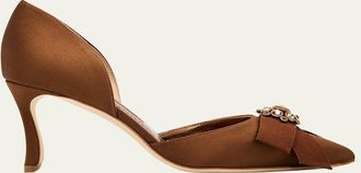 Manolo Blahnik 70mm Apidosa Embellished Satin Bow Pumps