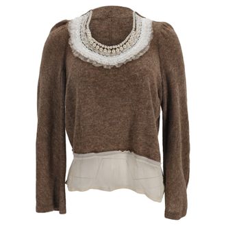 Comme Des Gar&ccedil;ons Tricot Comme des Gar&ccedil;ons Embellished Sweater in Brown Wool