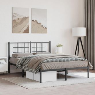 vidaXL Estructura Cama Sin Colch&oacute;n Con Cabecero Metal Negro 140x200 Cm Vidaxl