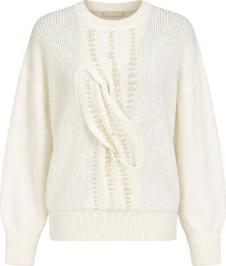 Twinset Trui met ronde hals - Dames - Ronde hals truien - Wit - L - Wol - Truien & Vesten