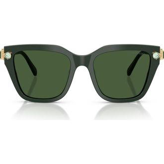 Swarovski 53mm Irregular Sunglasses in Dark Green /Dark Green at Nordstrom