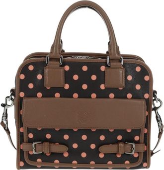 Loewe Cruz Bag Printed Leather Brown Leather Handbag (Pre-Owned)