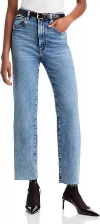 Frame Denim Le Sleek High Rise Straight Leg Jeans In Rowley Raw Fray