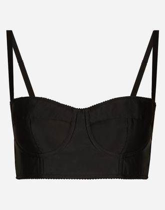 Dolce & Gabbana Short Satin And Marquisette Corset - Woman Shirts And Tops Black 36