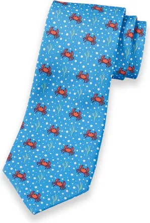Paul Fredrick Crab Motif Woven Silk Tie