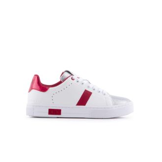 A|X Armani Exchange Womens Trainers in White red Leather - Size UK 4.5