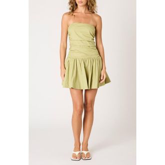 Nia Currant Strapless Cotton Minidress in Fern at Nordstrom Rack, Size X-Large