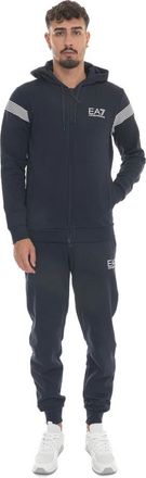 Emporio Armani Trainingspak met Capuchon en Zijlogo - Heren - Trainingspakken - Blauw - 2XL - Katoen - Fitness