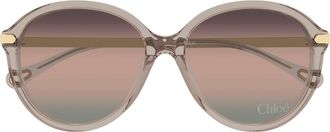 Chlo&eacute; 59mm Gradient Round Sunglasses in Brown at Nordstrom