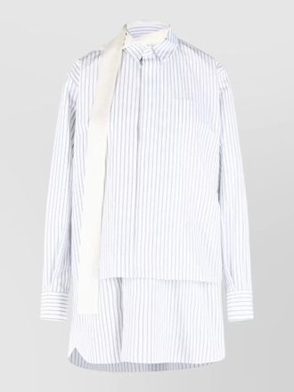 sacai cotton blend striped mini shirt dress