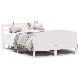 Berkfield Home Bed Frame without Mattress White 135x190 cm Double Solid Wood Pine