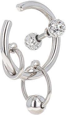 Justine Clenquet Betsy Single Crystal Ear Cuff in Palladium at Nordstrom