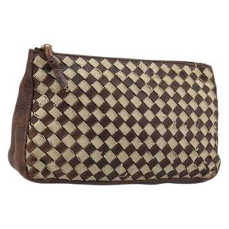 Bottega Veneta Pre-owned Clutches, female, Brown, Size: ONE SIZE Pre-owned Canvas Pouch