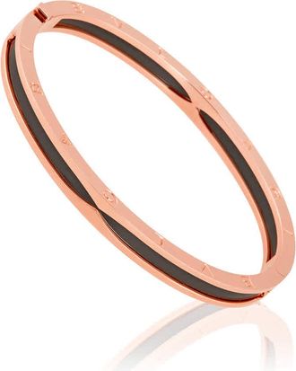 Bulgari 18 Kt Rose Gold B.zero1 Bangle Bracelet With Black Ceramic, Brand Size S