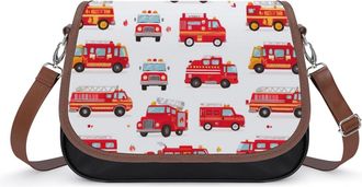 Generic Fire Trucks Pattern Womens Crossbody Bag Fashion Shoulder Handbags Message Tote Bag with Adjustable Strap