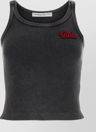 Alessandra Rich cotton tank top with stretch and ribbed texture