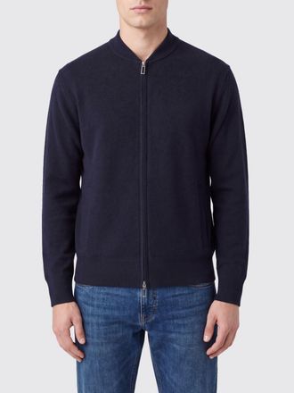 Paolo Pecora Cardigan in lana e cotone con zip e collo stile bomber