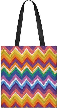 Generic Rainbow Colorful Wave Pattern Tote Bag for Women Men Shoulder Bags Purses Pouch Handbags