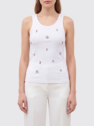 Liu Jo Slim Fit Sleeveless Cotton Top with Crystal Embellishment