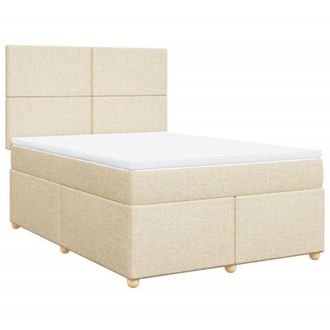 vidaXL Vidaxl - Cama Box Spring Con Colch&oacute;n Tela Color Crema 140x200 Cm