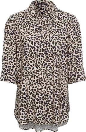 Marc Aurel Overhemden, Dames, Beige, M, Blouse met luipaardprint