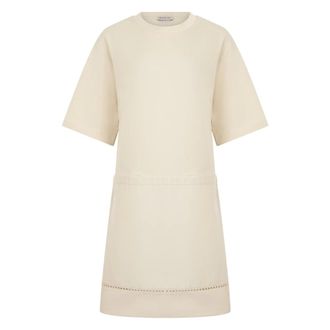 Moncler Short Dresses, female, Beige, Size: XS Cotton Blend Mini T-Shirt Dress