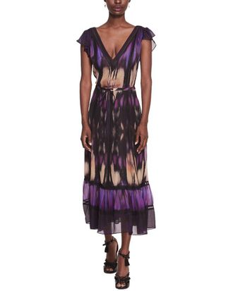 Marchesa Abstract Silk-Blend Midi Dress