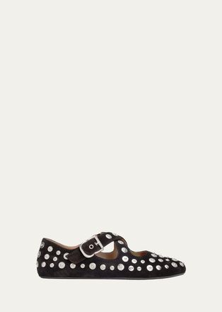 Alaia Grommet Suede Crisscross Ballerina Flats