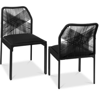 Best Choice Products Set of 2 Indoor/Outdoor Aluminum Woven Side Dining Chairs w/ All-Weather Rope