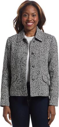Elliott Lauren Power Play - Button Closure Herringbone Jacket with Flap Pockets Detail Womens Jacket Grey : 12, Cotton/Polyester