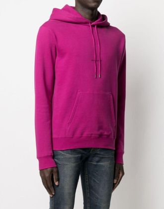Saint Laurent Mens Rive Gauche Logo Hoodie Pink Clothing > Knitwear