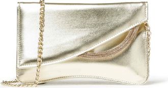 Melluso Borsa pochette con tracolla laminato oro bj057