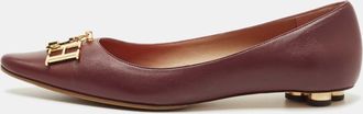Carolina Herrera Burgundy Leather Smoking Slippers