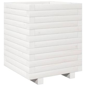 Berkfield Home Garden Planter White 40x40x49.5 cm Solid Wood Pine