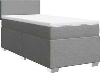 vidaXL Vidaxl - Cama Box Spring Con Colch&oacute;n Tela Gris Claro 90x200 Cm