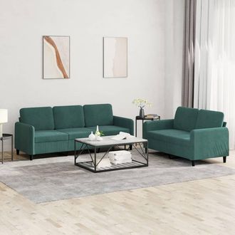 vidaXL Vidaxl - Juego De Sof&aacute;s 2 Piezas Terciopelo Verde Oscuro