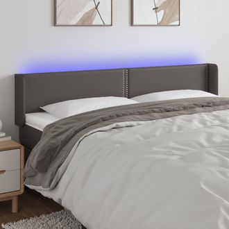 vidaXL Cabecero Con Led Cuero Sint&eacute;tico Gris 203x16x78/88 Cm Vidaxl