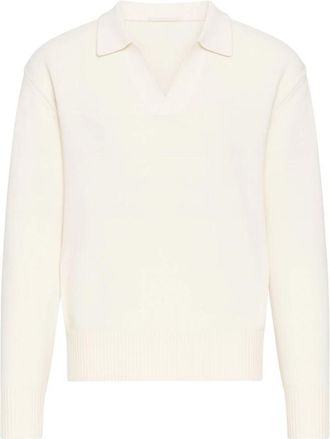Paolo Pecora Merino Wol Polo Shirt Cr&egrave;me - Heren - V-hals truien - Beige - XL - Wol - Truien & Vesten